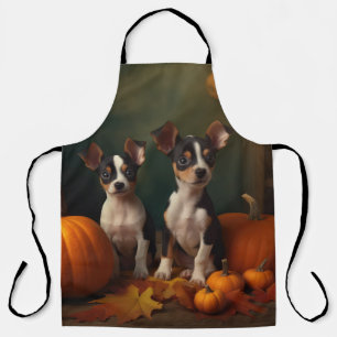 Rat Terrier Welpe Herbstfreude Kürbis Schürze
