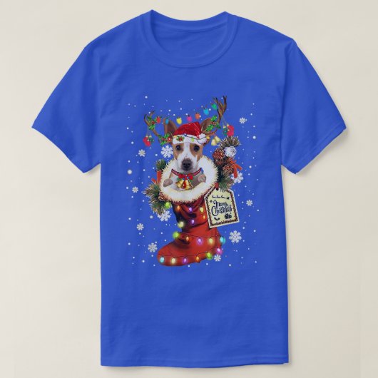 Rat Terrier Xmas Boot Weihnachtssock Winter Snow T-Shirt (Design vorne)