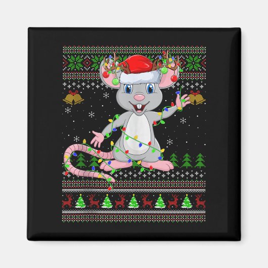Rat Ugly Christmas Sweaters Holiday Santa Cute Xma Magnet (Vorne)