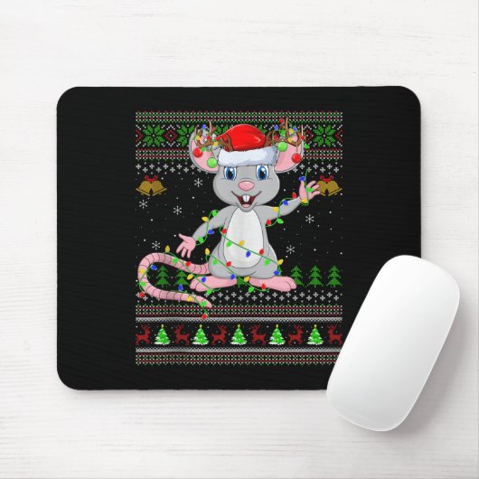 Rat Ugly Christmas Sweaters Holiday Santa Cute Xma Mousepad (Mit Mouse)