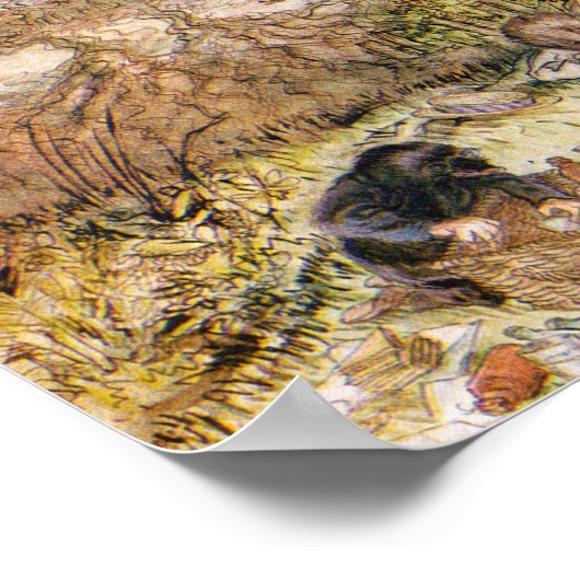 Rat und Mole haben einen Picnic - Arthur Rackham Poster (Ecke)