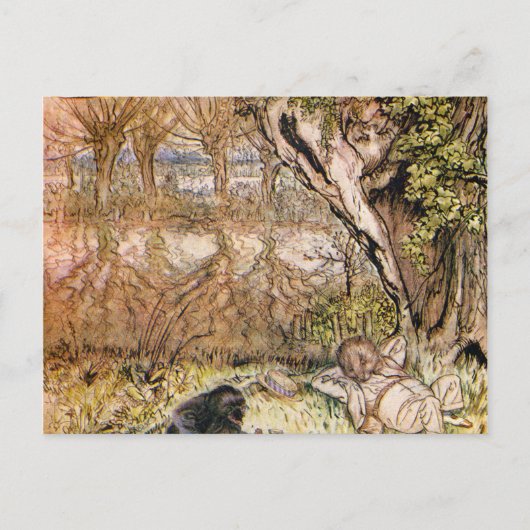 Rat und Mole haben einen Picnic - Arthur Rackham Postkarte (Vorderseite)
