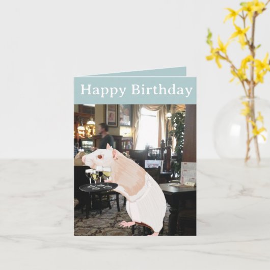 Rat Waiter surreal Editable Karte (Gelbe Blume)