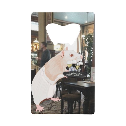 Rat Waiter surreal Geldbeutel Flaschenöffner (Vorderseite)