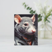 Rat Wear Leather Jacket Postkarte (Stehend Vorderseite)