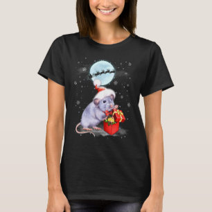 Rat Weihnachtsmannmütze Snowman Santa Under Monlig T-Shirt