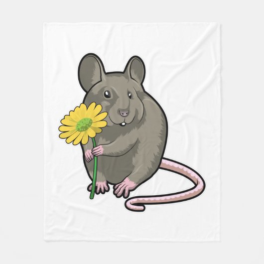 Rat with yellow Flower Fleecedecke (Vorderseite)