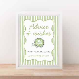 Rat & Wünsche Matcha-Grüntee-Baby-Shower Poster