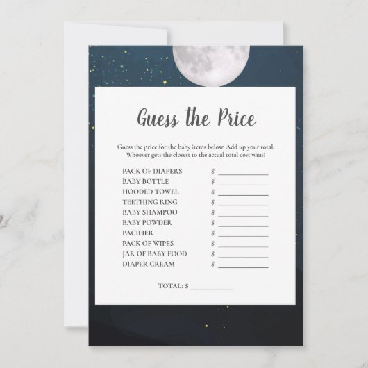 Rate das Price Baby Duschspiel Einladung (Vorderseite)