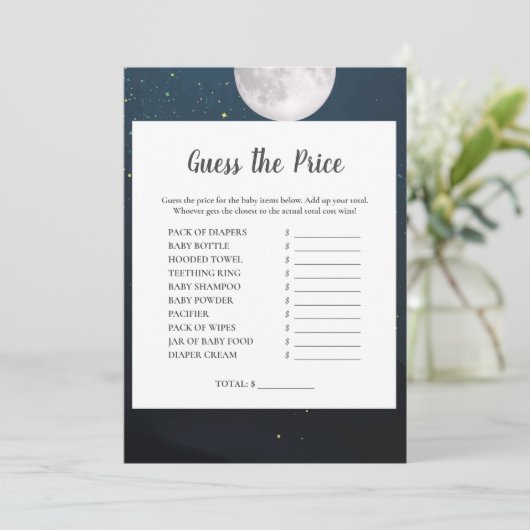 Rate das Price Baby Duschspiel Einladung (Stehend Vorderseite)