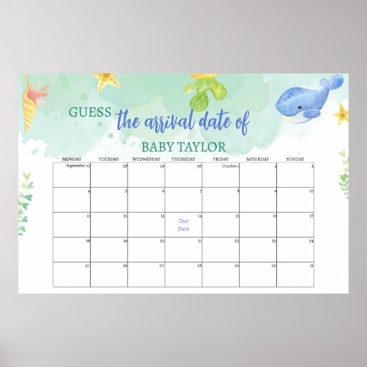 Rate den Fälligkeitsdatum unter der Sea Baby Showe Poster (Vorne)