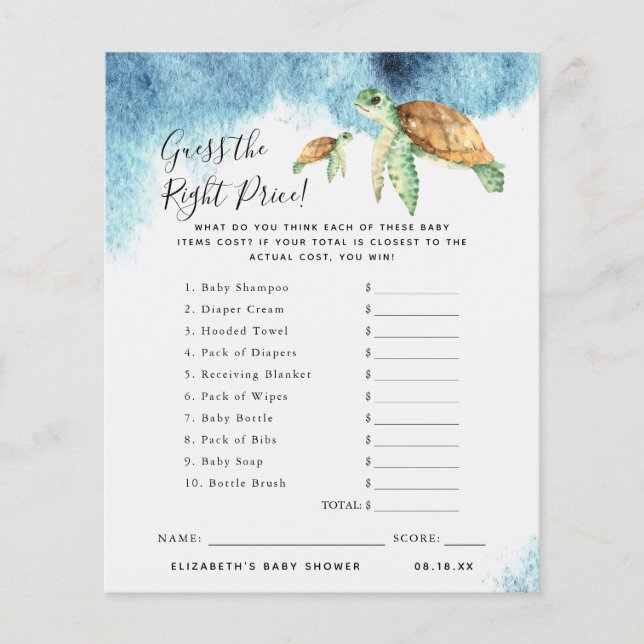 Rate den Preis | Baby Showspiel (Vorderseite)