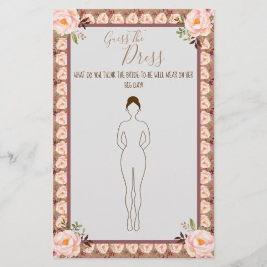 Rate die Dress Brautparty Game Card Flyer (Vorne)