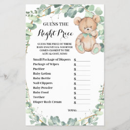Rate die richtige Preis Baby Shower Game Card F Flyer