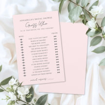 Rate Mal Blush Pink Brautparty-Spiel