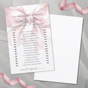 Rate Mal Blush Rosa Schleifen-Brautparty-Spiel