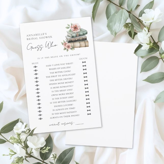 Rate-Mal-Buch-Hochzeitsdusche-Spiel (Guess Who Book Bridal Shower Game)