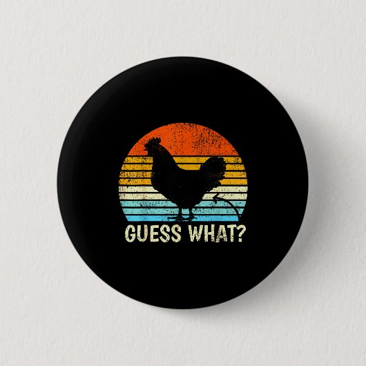 Rate Mal_ Hühnerhintern! Bauernhofwitz Lustige Hüh Button (Vorderseite)