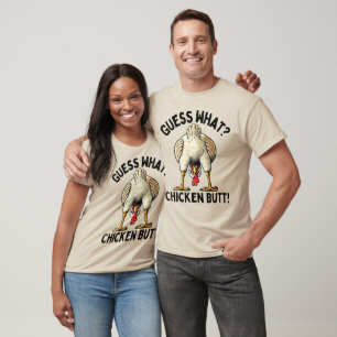 Rate mal? Hühnerhintern! Lustiger Witz Meme Hahn T-Shirt