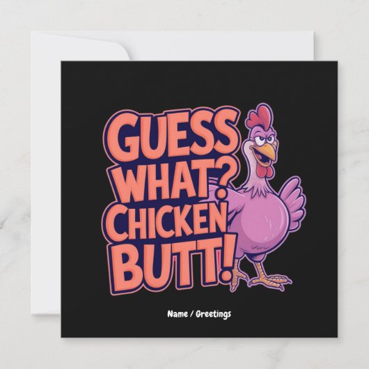 Rate mal? Hühnerhintern! Lustiges Design Einladung (Vorderseite)
