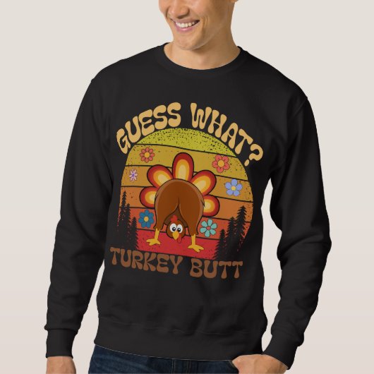 Rate Mal? Truthahn Hintern Lustiges Retro-Ernteda Sweatshirt (Vorderseite)