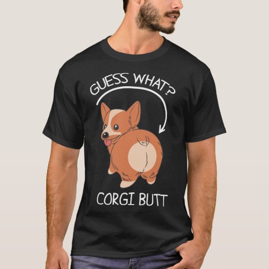 Rate mal, was Corgi Hintern T-Shirt (Vorderseite)