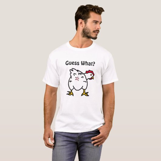 Rate mal was? Hühner-Hintern Funny Humour T-Shirt (Vorne ganz)