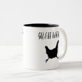 Rate mal was? Hühner-Hintern, Hühnerlover Zweifarbige Tasse (VorderseiteRechts)