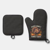 Rate mal was? Türkei Hintern Erntedank Funny Ofenhandschuh & Topflappen-Set (Vorderseite)