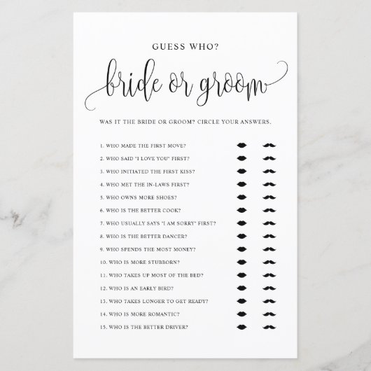 Rate mal, wer Braut oder Groom er sagte, sie habe  (Vorderseite)