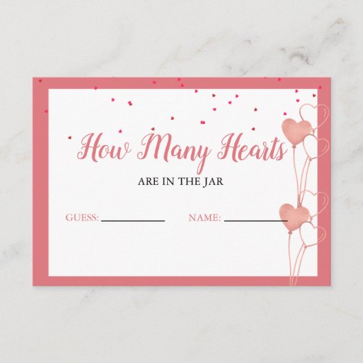 Rate mal, wie viele Herzen sich im Brautparty befi Begleitkarte (Vorderseite)