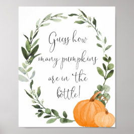 Rate mal, wie viele Kürbis sich im Flaschenschild  Poster
