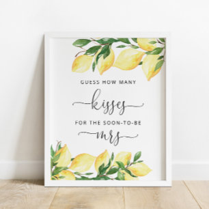 Rate mal, wie viele Küsse Lemons Shower Game Schil Poster