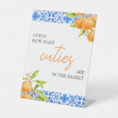 Rate mal, wie viele Süssen | Baby Showspiel Sockelschild (Vorderseite)