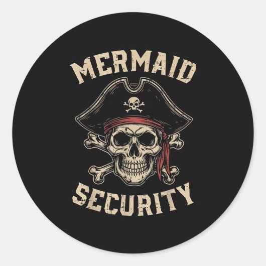 Rate Mermaid Security Funny Skull Costume Dad Men Runder Aufkleber (Vorderseite)