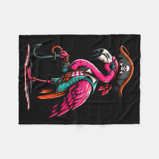 Rate Nk Flamingo Halloween Party - Jolly Roger Fleecedecke (Vorderseite (Horizontal))