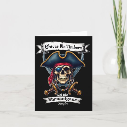 Rate Skull Crossbones Shiver Me Timer Halloween Karte (Vorderseite)
