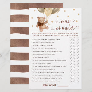 Rate-Über-oder-Unter-Spiel Baby Shower Teddybär