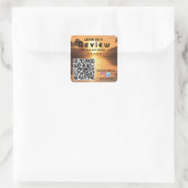 Rate US: QR-Code-Aufkleber für Geschäftsüberprüfun Quadratischer Aufkleber (Tasche)