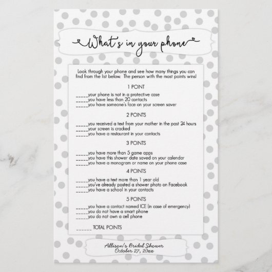 Rate wer + Handyspiele, grau dot bridal 3985 (Vorderseite)