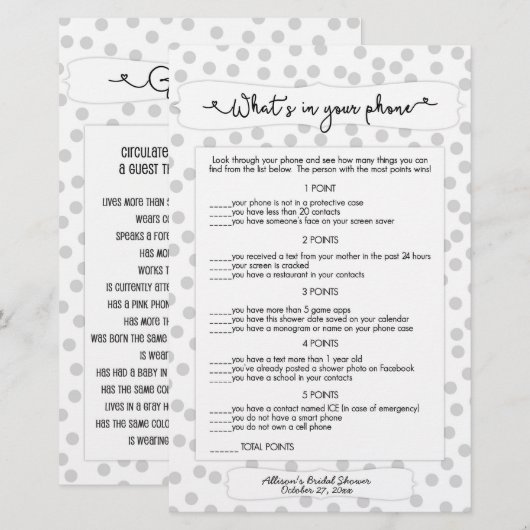 Rate wer + Handyspiele, grau dot bridal 3985 (Vorne/Hinten)