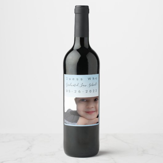 Rate, wer Jurastudium Graduation Party Weinetikett (Vorderseite)