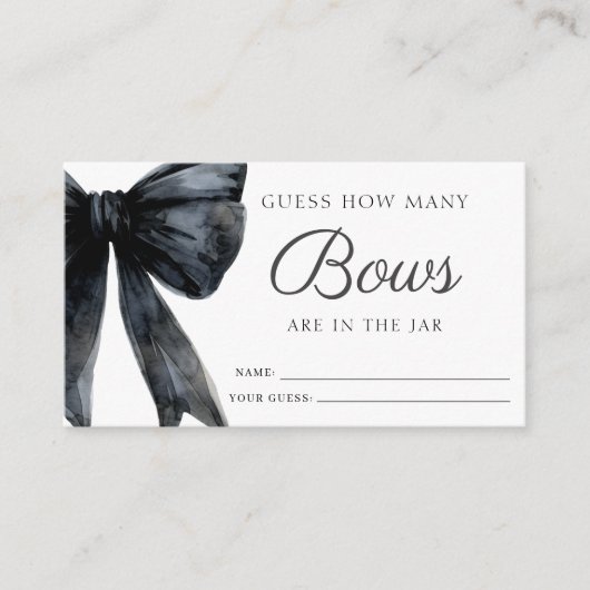 Rate, wie viele Bows Black Brautparty Game Begleitkarte (Vorderseite)