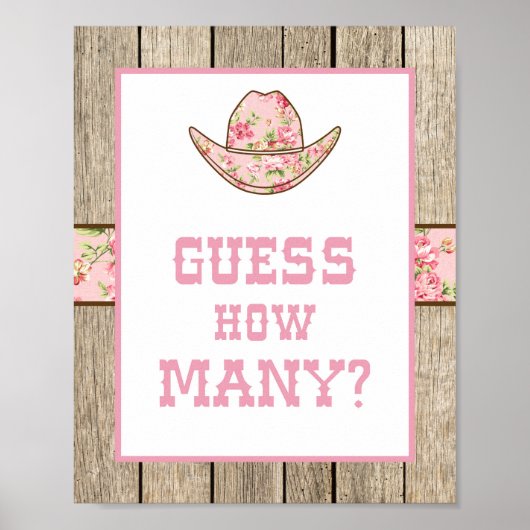 Rate, wie viele Cowgirl-Baby-Duschgel-Zeichen Poster (Vorne)