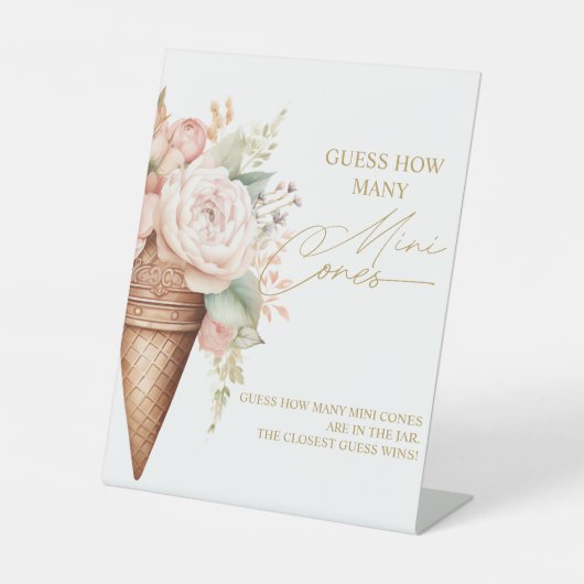 Rate, wie viele Eiscreme-Cones Brautparty signiere Sockelschild (Vorderseite)