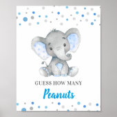 Rate, wie viele Erdnüsse Blue Elephant Baby Dusche Poster (Vorne)