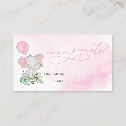 Rate, wie viele Erdnüsse Elephant Baby Shower Game Begleitkarte (Vorderseite)