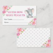 Rate, wie viele Erdnüsse Elephant Baby Shower Game Begleitkarte (Vorne/Hinten)