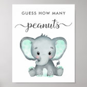 Rate, wie viele Erdnüsse Elephant Baby Shower Game Poster (Vorne)