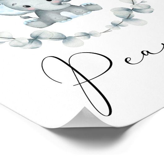 Rate, wie viele Erdnüsse Elephant Baby Shower Game Poster (Ecke)